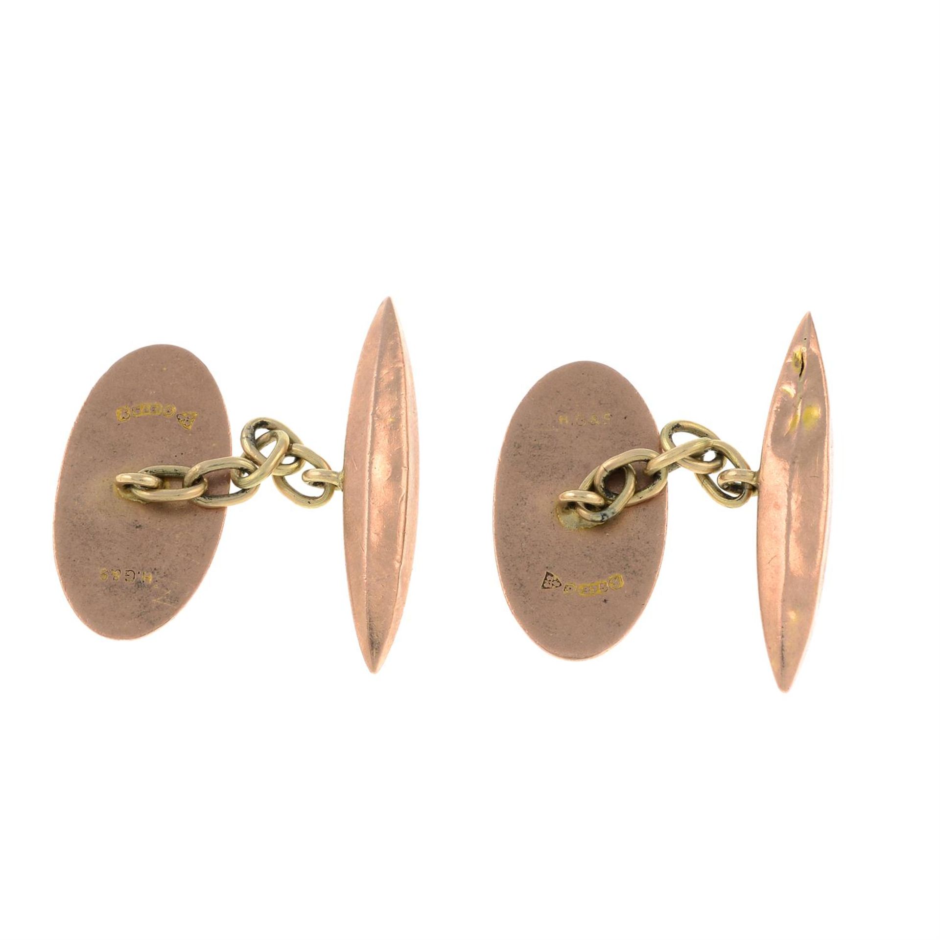 A pair of early 20th century 9ct gold cufflinks. - Image 2 of 2