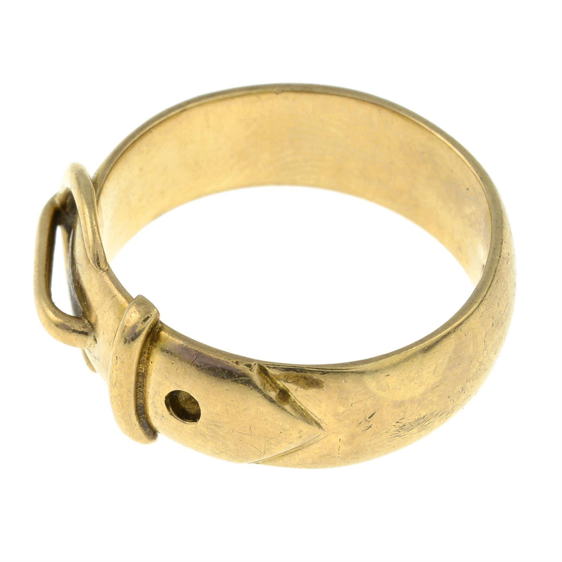 A 1960s 9ct gold buckle ring. - Image 2 of 3