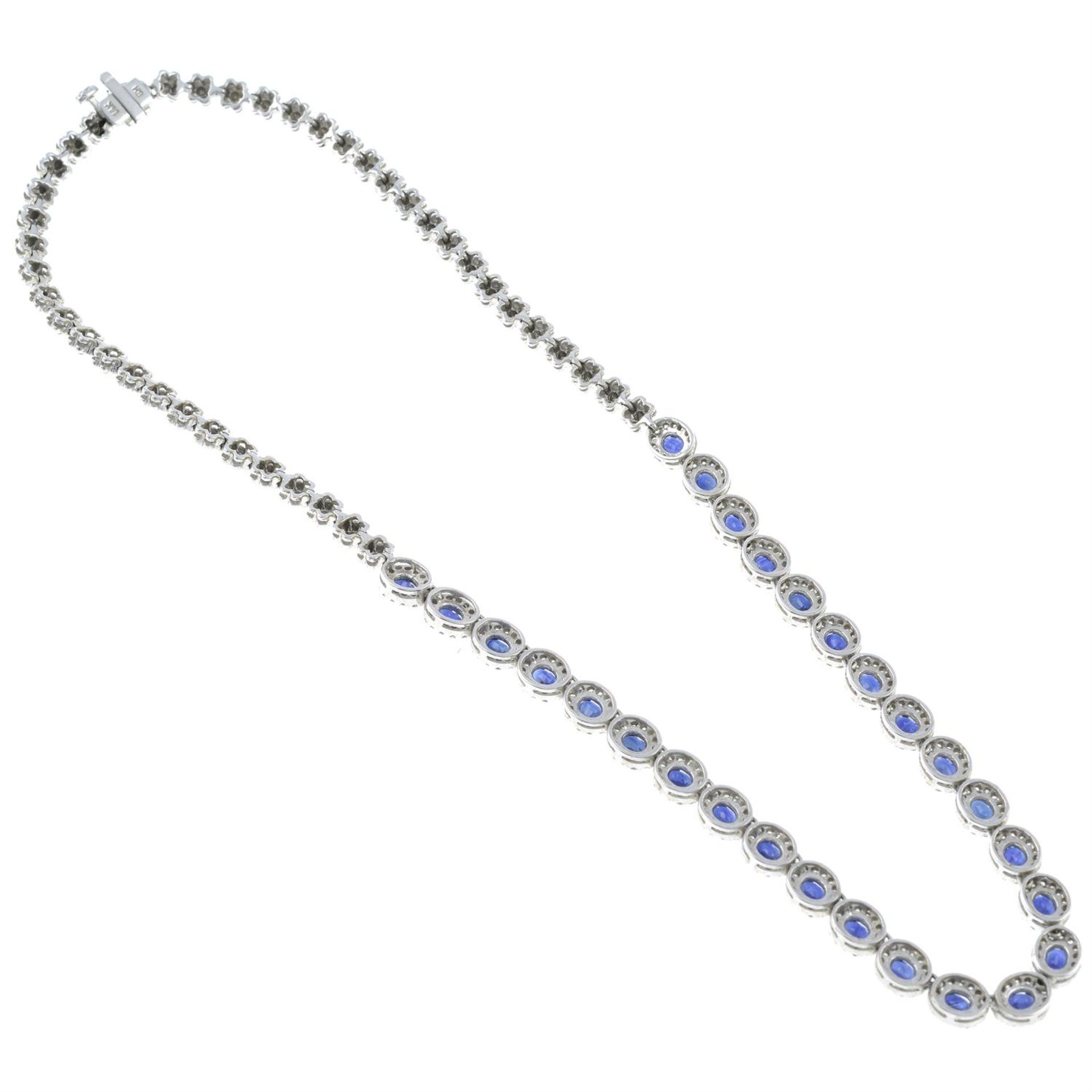 A sapphire and diamond necklace. - Image 2 of 3