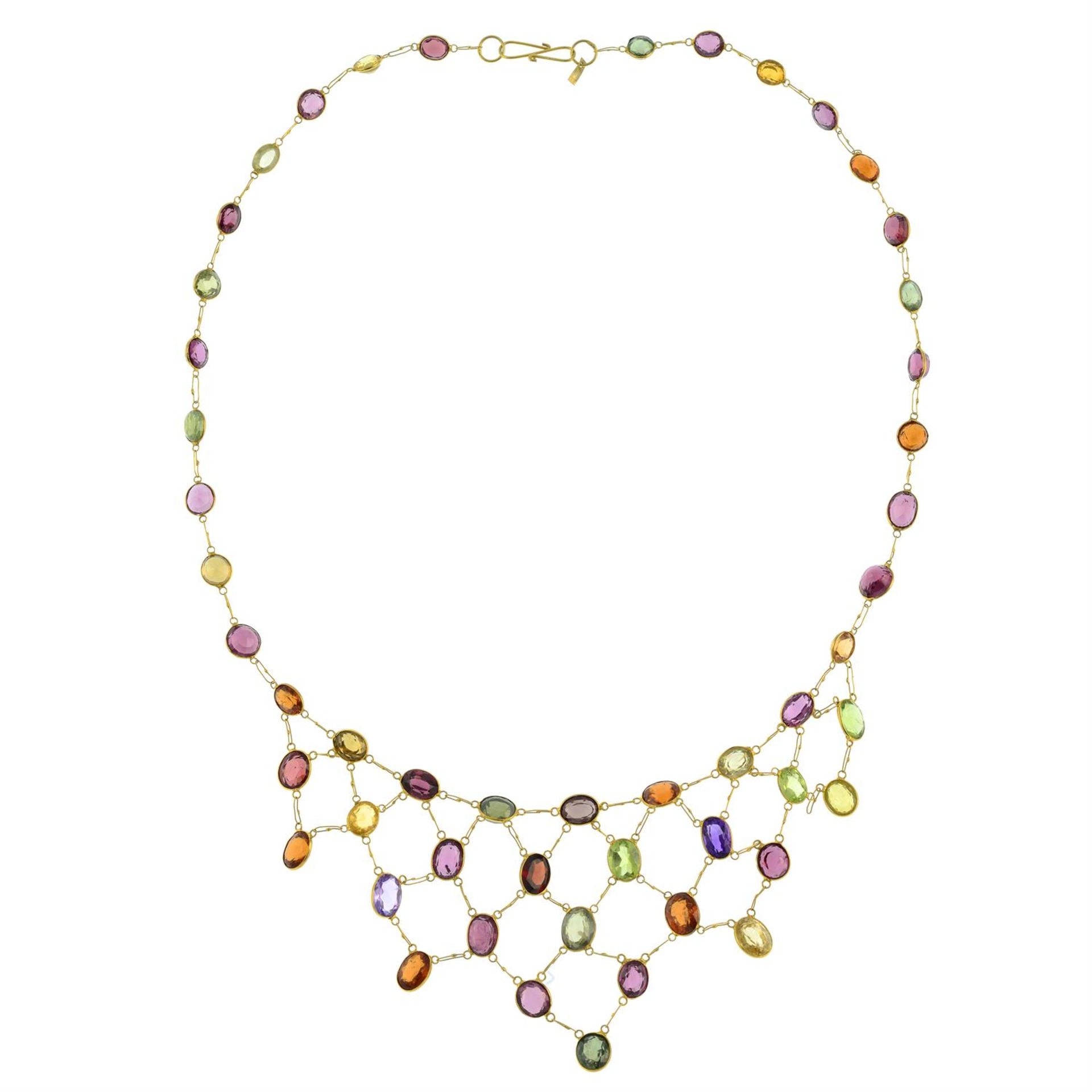 A multi-gem fringe necklace. - Image 2 of 2