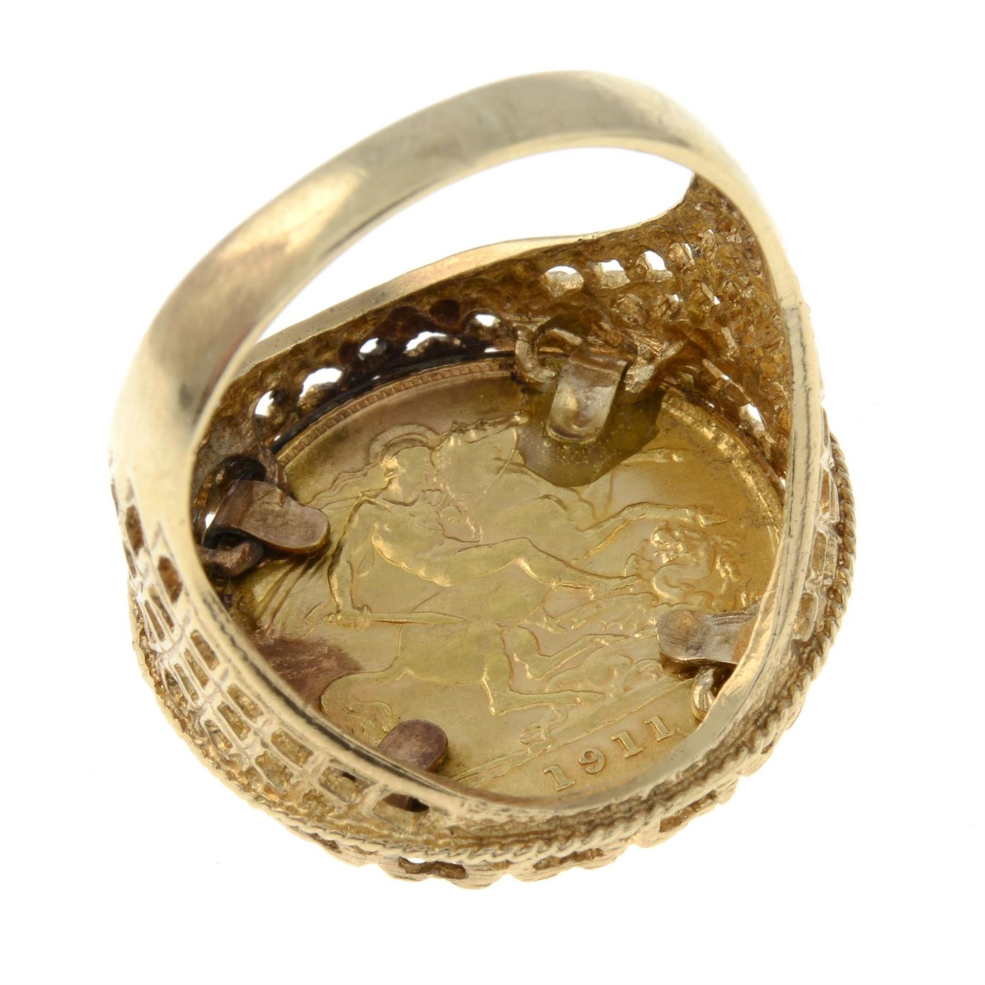 A half sovereign ring, within a 9ct gold mount. - Image 3 of 3