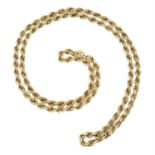 A 9ct gold rope-twist necklace.