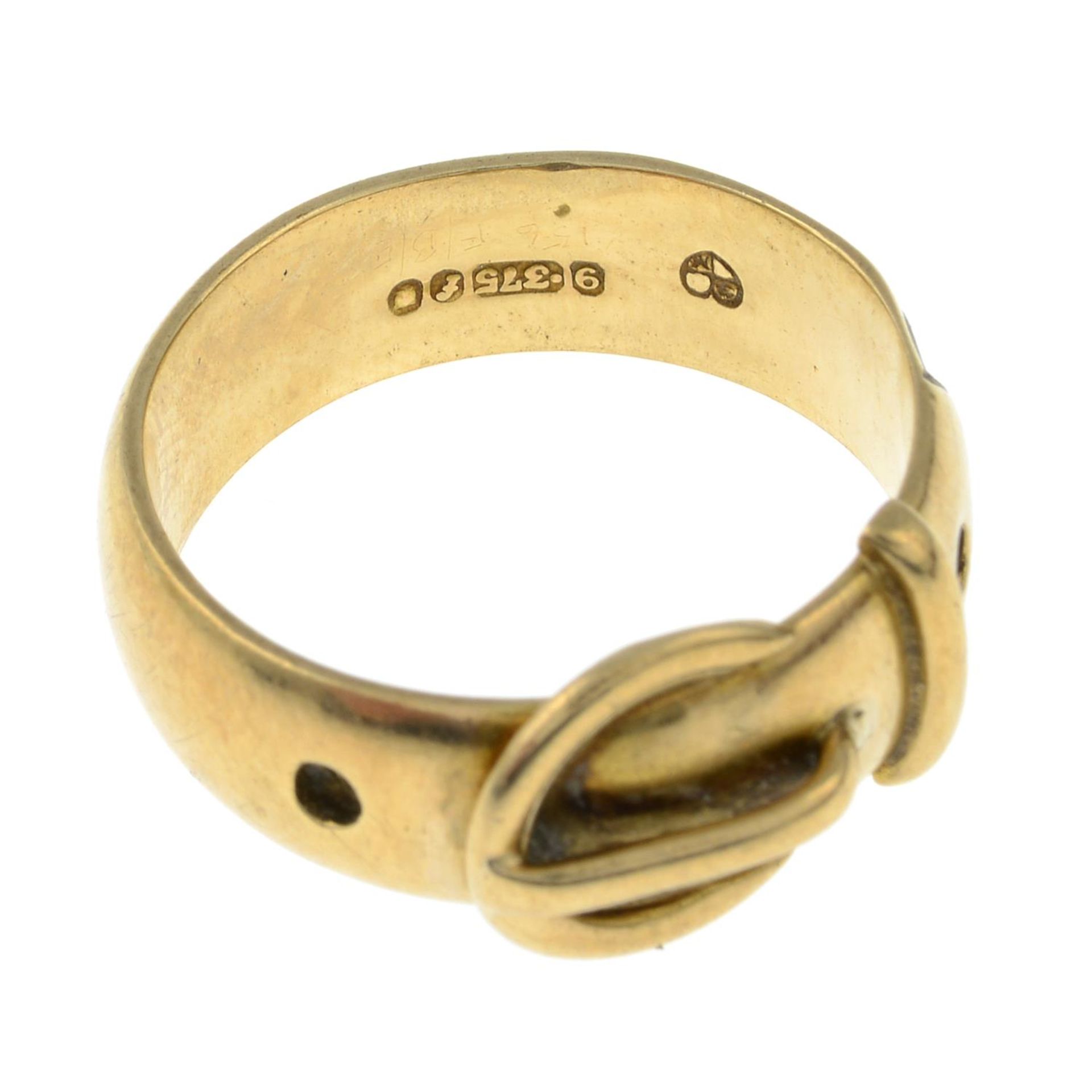 A 1960s 9ct gold buckle ring. - Image 3 of 3