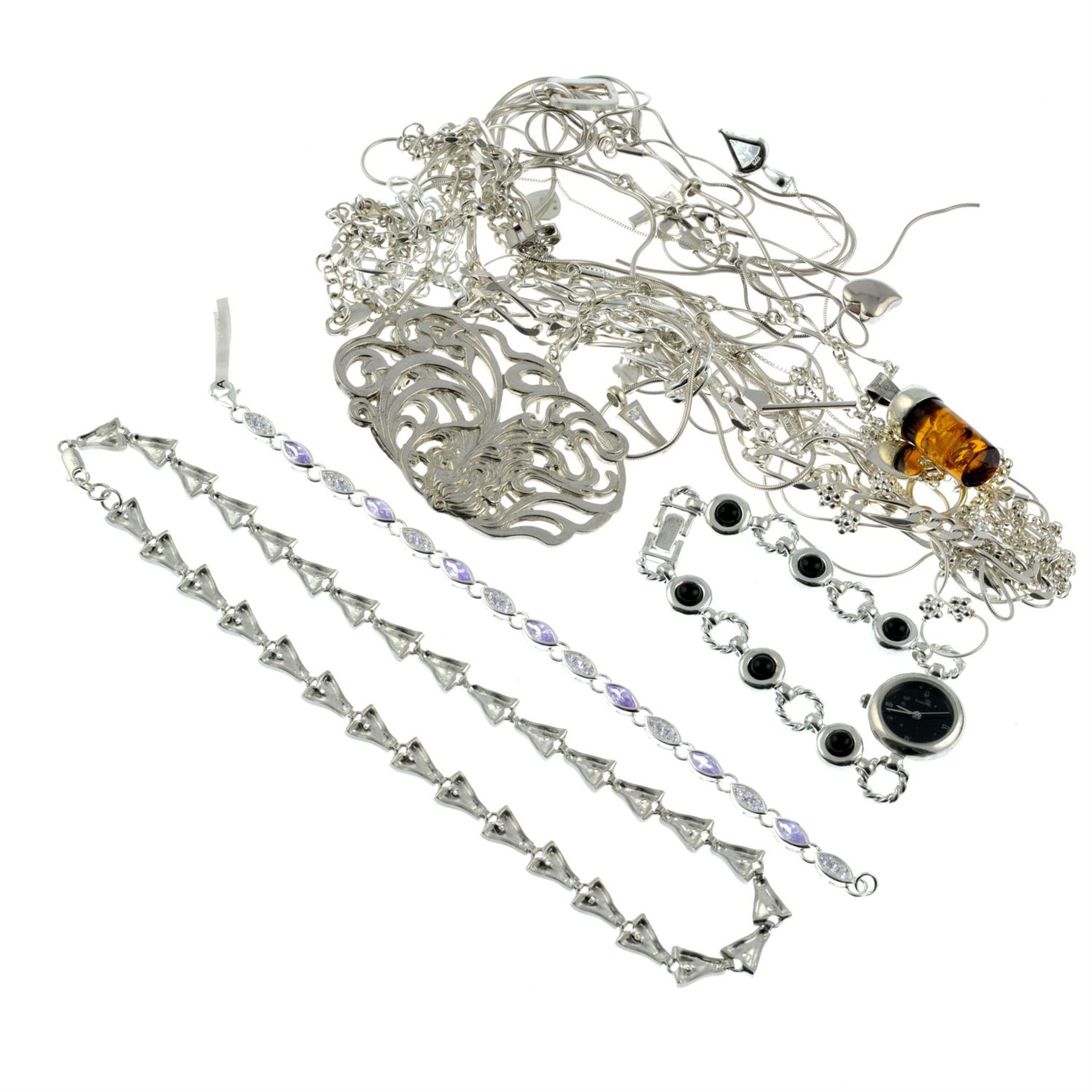 A selection of jewellery, to include a silver cubic zirconia bracelet. - Image 2 of 2