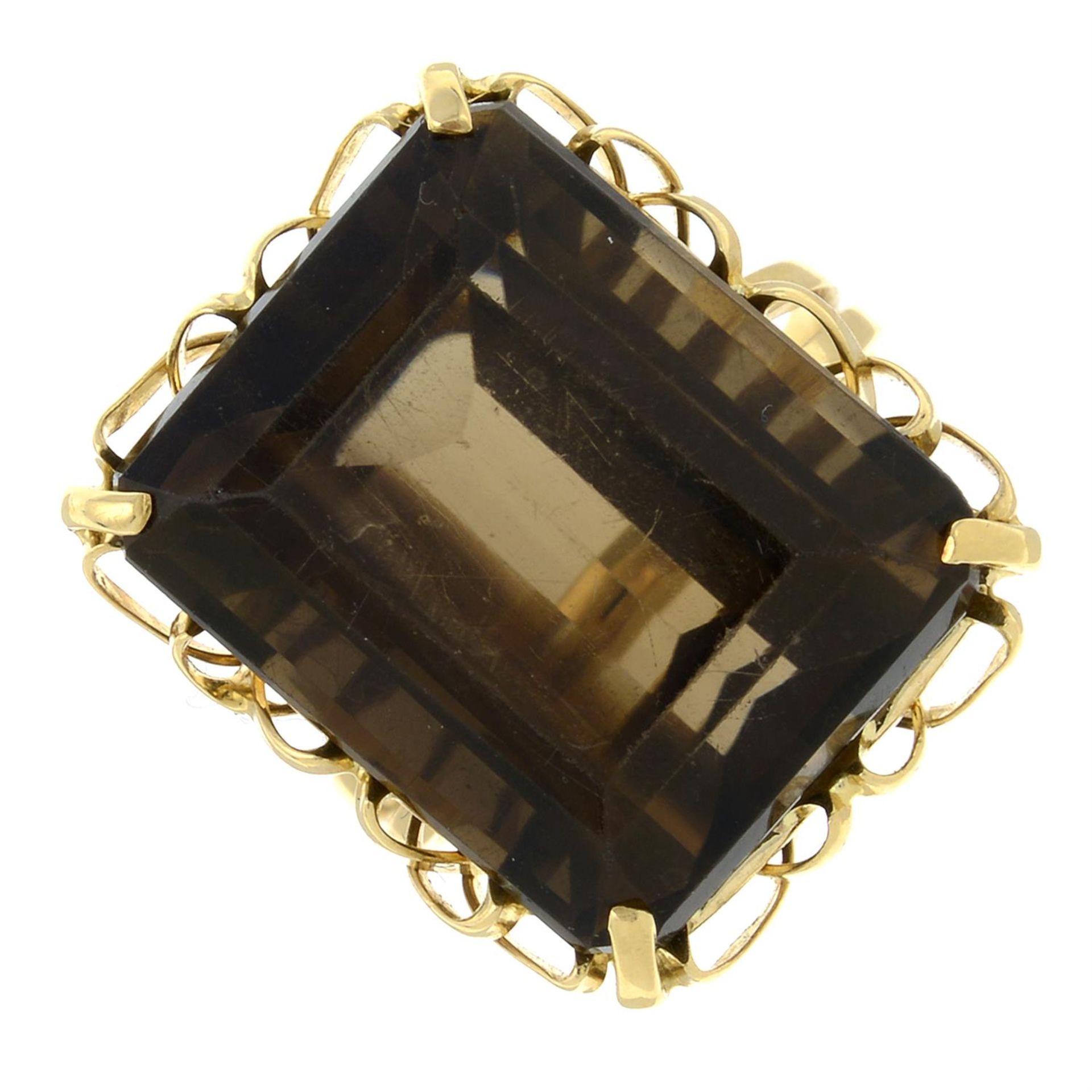 A smoky quartz cocktail ring.