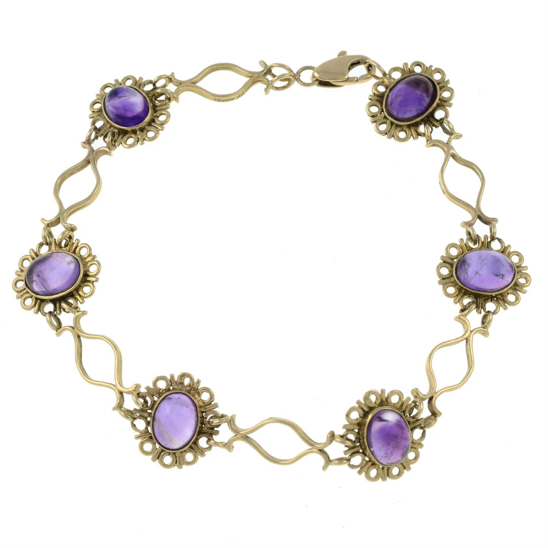 A 9ct gold amethyst bracelet.