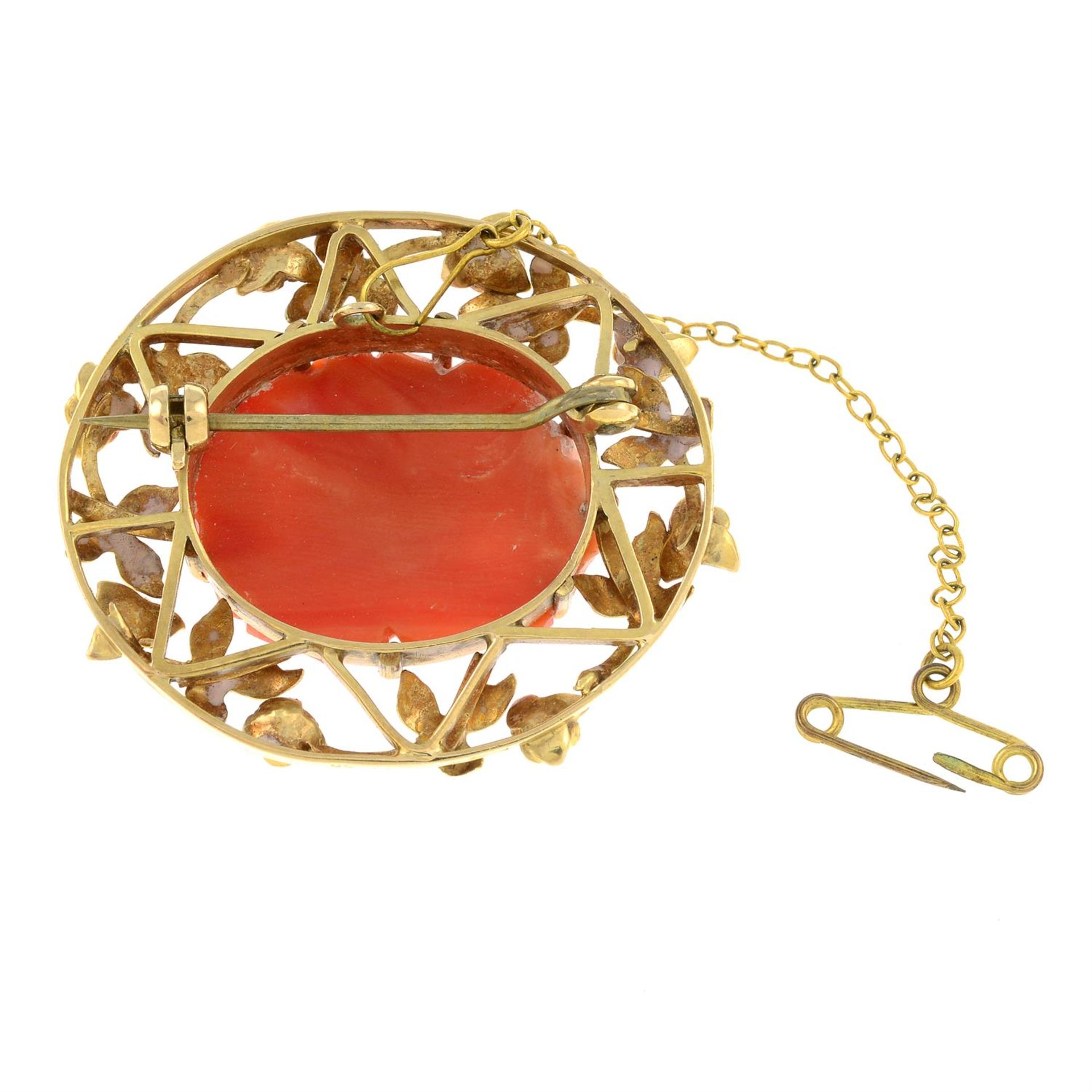 A 1960s carved coral rose brooch. - Image 2 of 2
