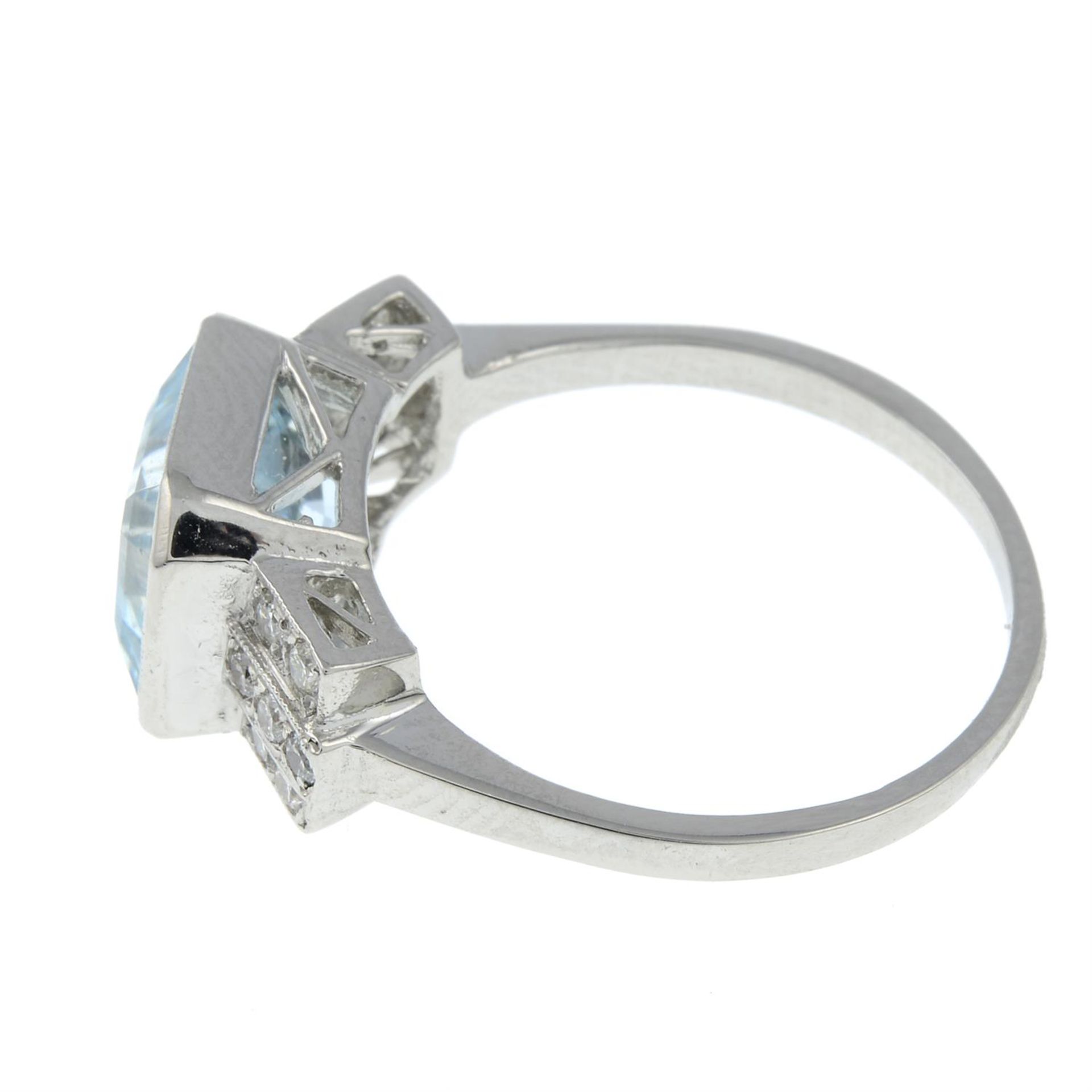 An aquamarine and diamond dress ring. - Image 2 of 3