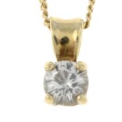 A 9ct gold brilliant-cut diamond pendant, with 9ct gold trace-link chain.