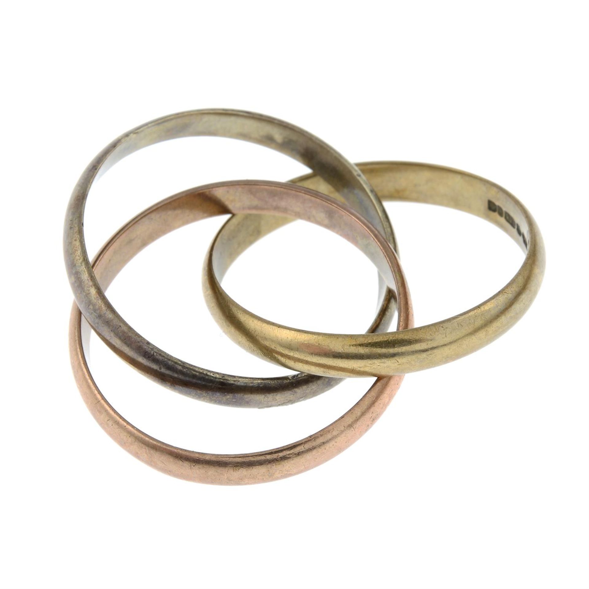 A 9ct gold three-band ring. - Image 2 of 2