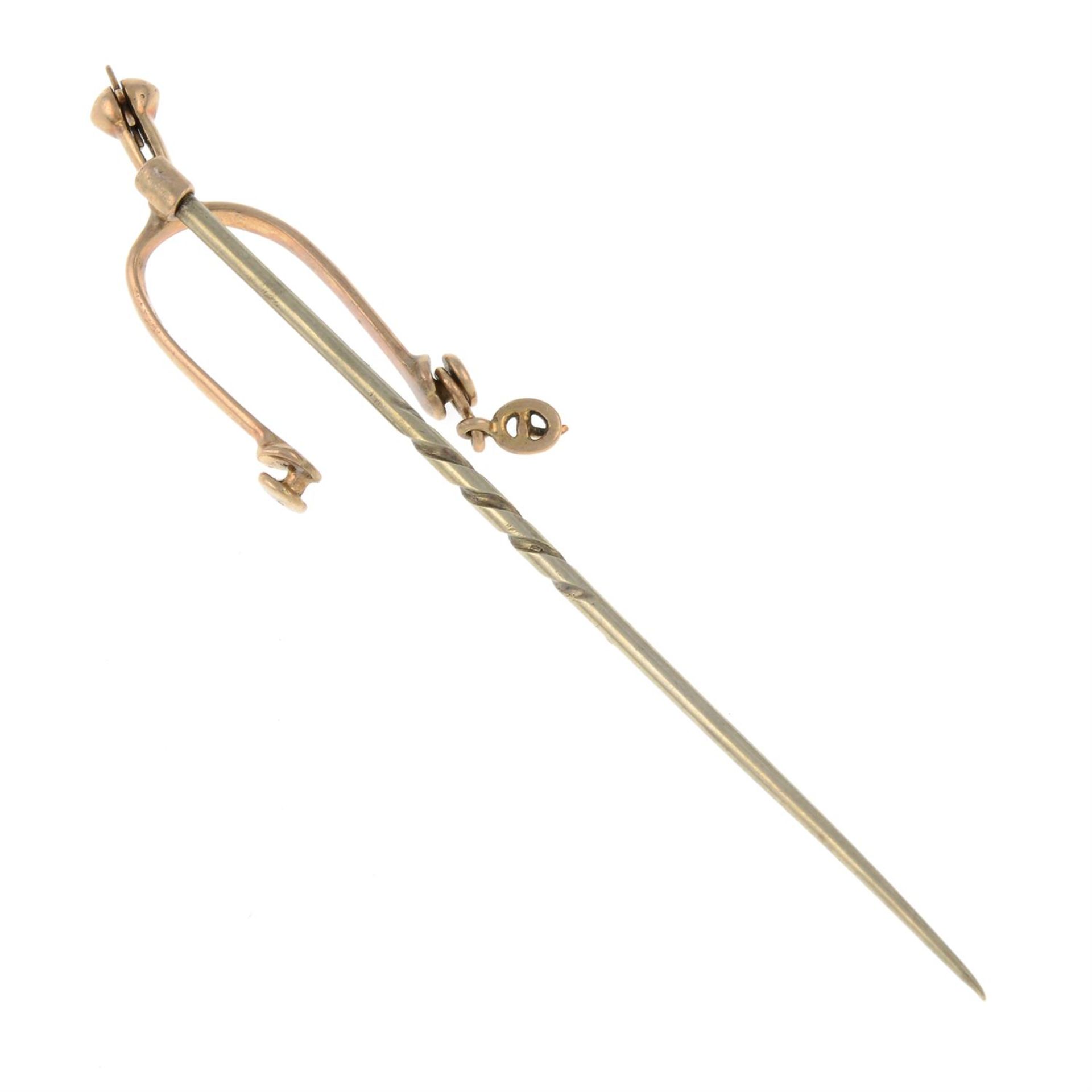 An early 20th century gold riding spur stickpin. - Image 2 of 2