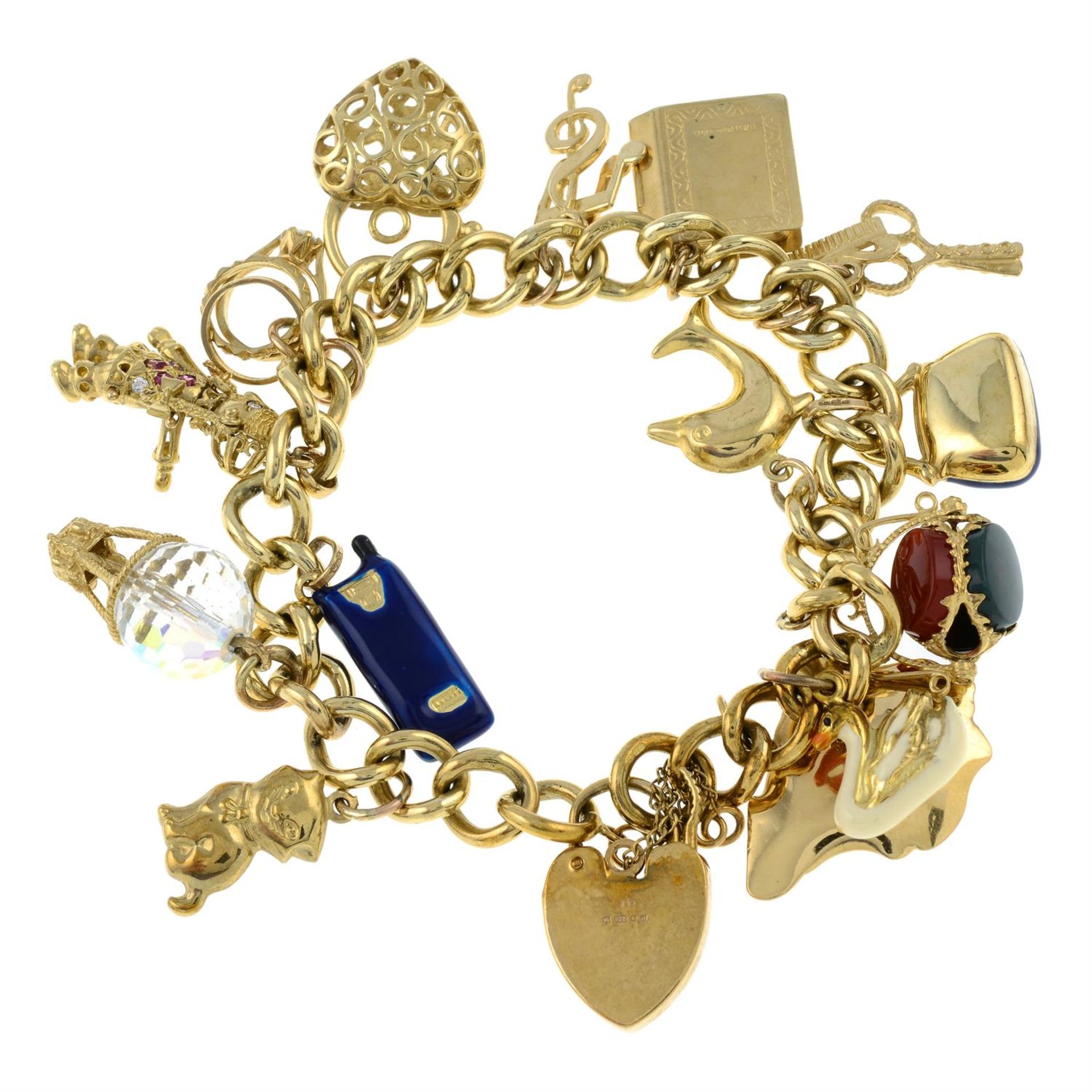 A 9ct gold charm bracelet, suspending fourteen charms. - Image 2 of 2