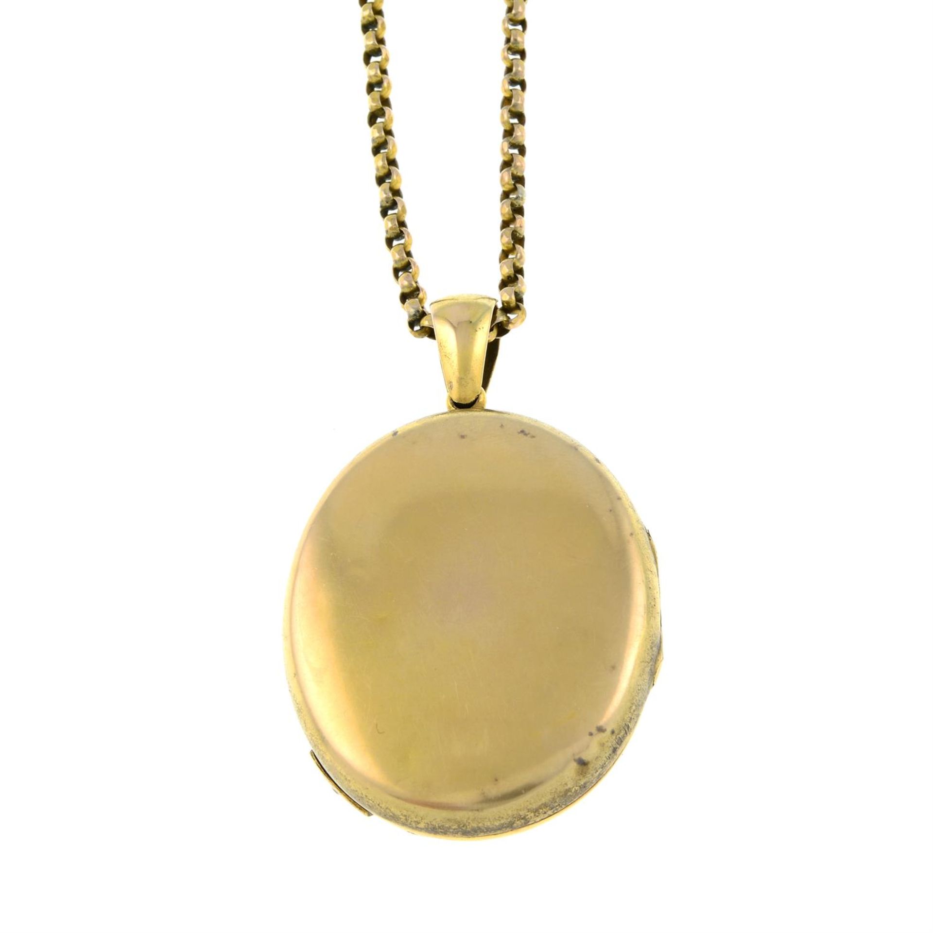 An early 20th century gold split pearl locket pendant, with chain. - Image 2 of 3