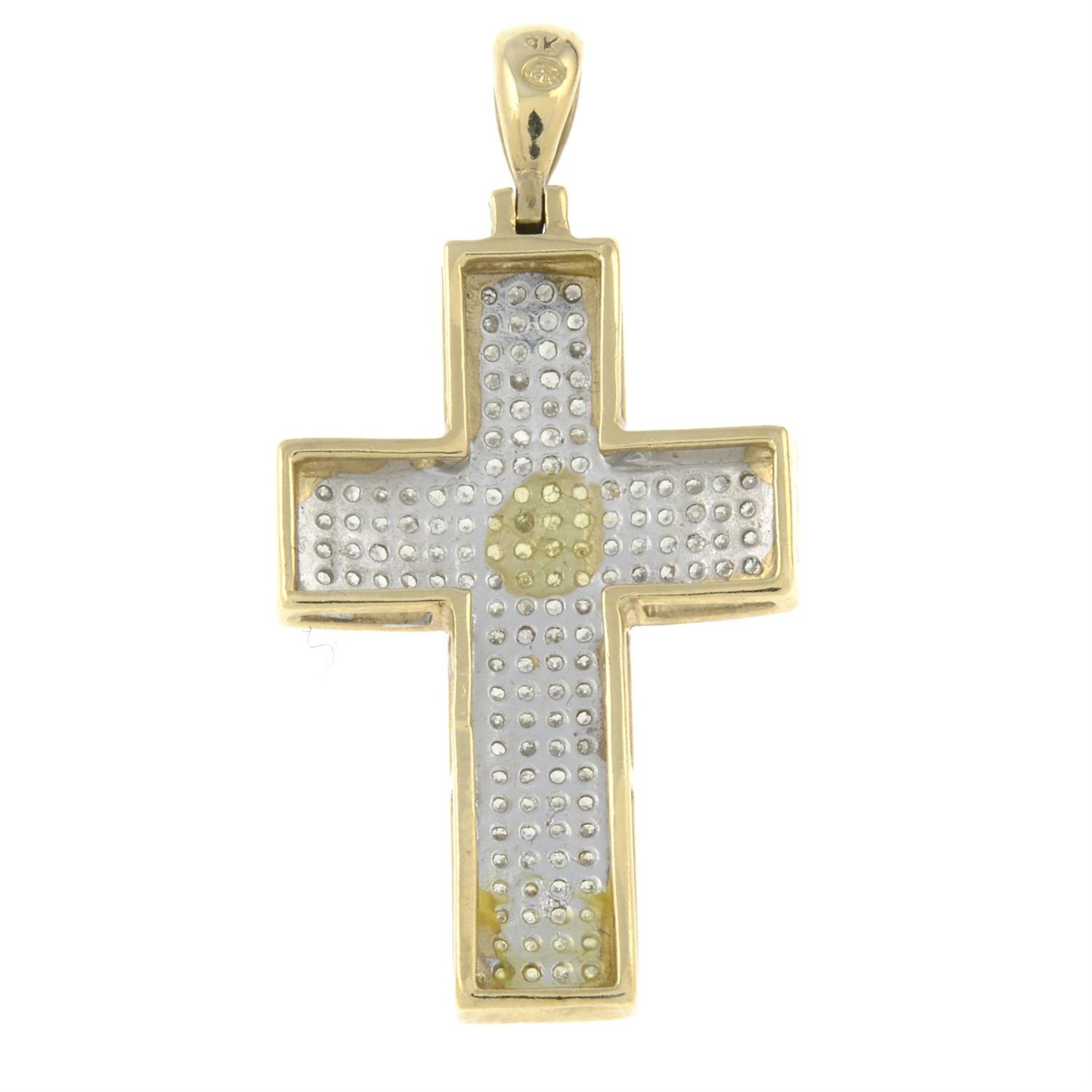 A 9ct gold single-cut diamond cross pendant. - Image 2 of 2