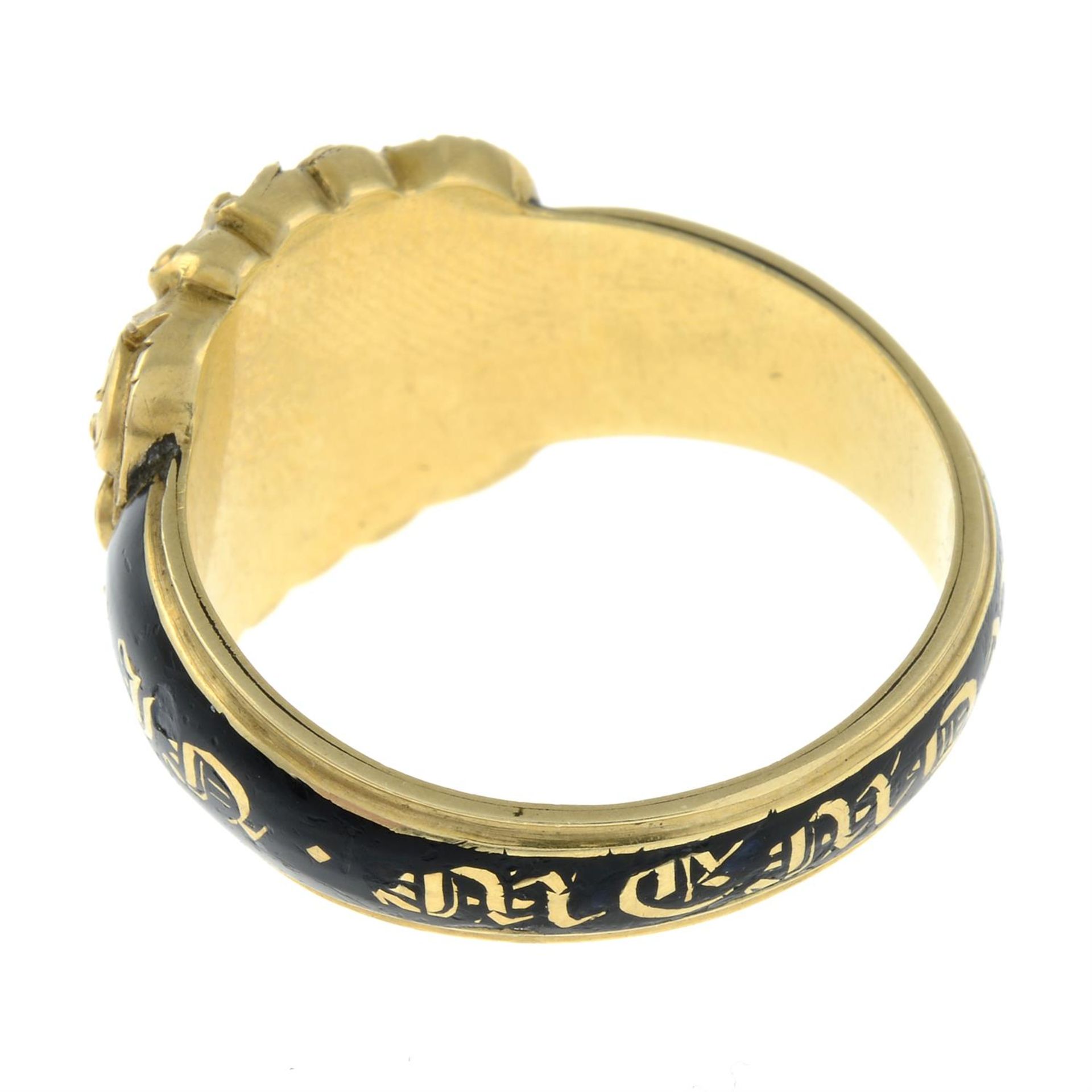 A mid Victorian 18ct gold and enamel mourning ring. - Image 2 of 2