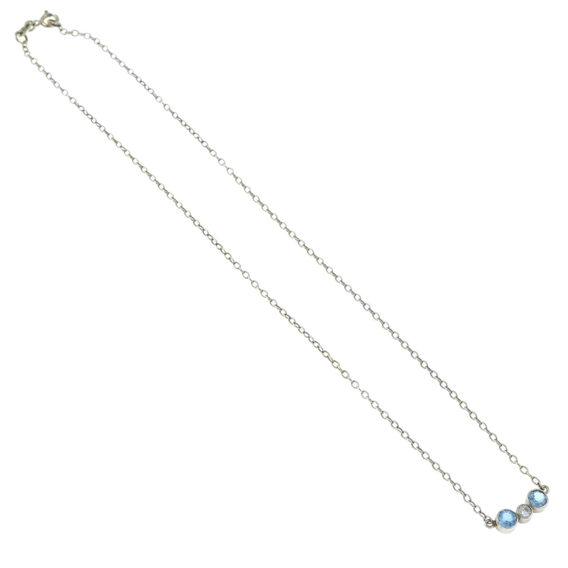 An aquamarine and diamond pendant, on a 9ct gold integral chain. - Image 3 of 3