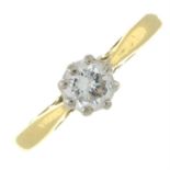 An 18ct gold brilliant-cut diamond single-stone ring.