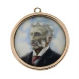 An early 20th century 9ct gold double sided portrait miniature pendant.