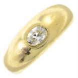 An 18ct gold oval-shape diamond single-stone ring.