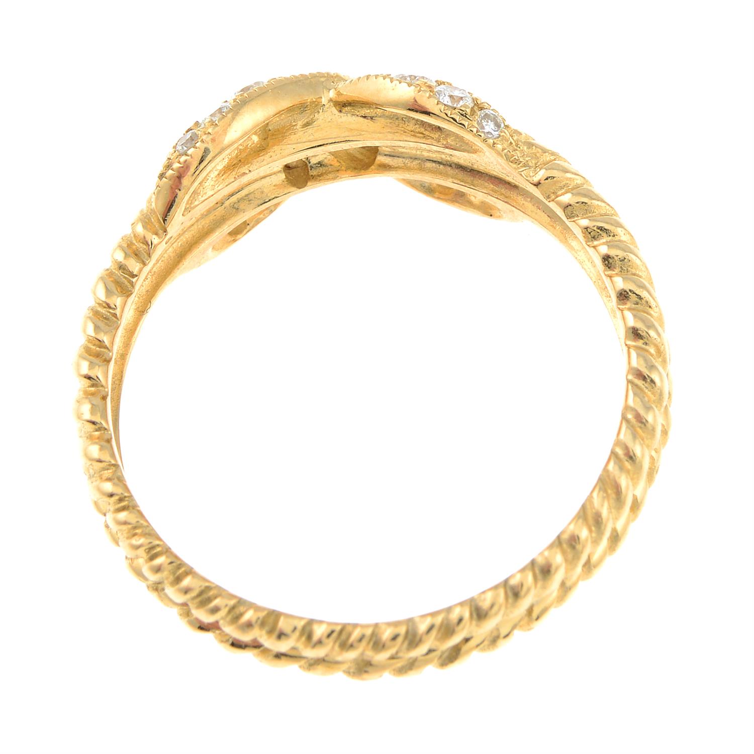 A diamond set dress ring, with rope textured band. - Image 2 of 2