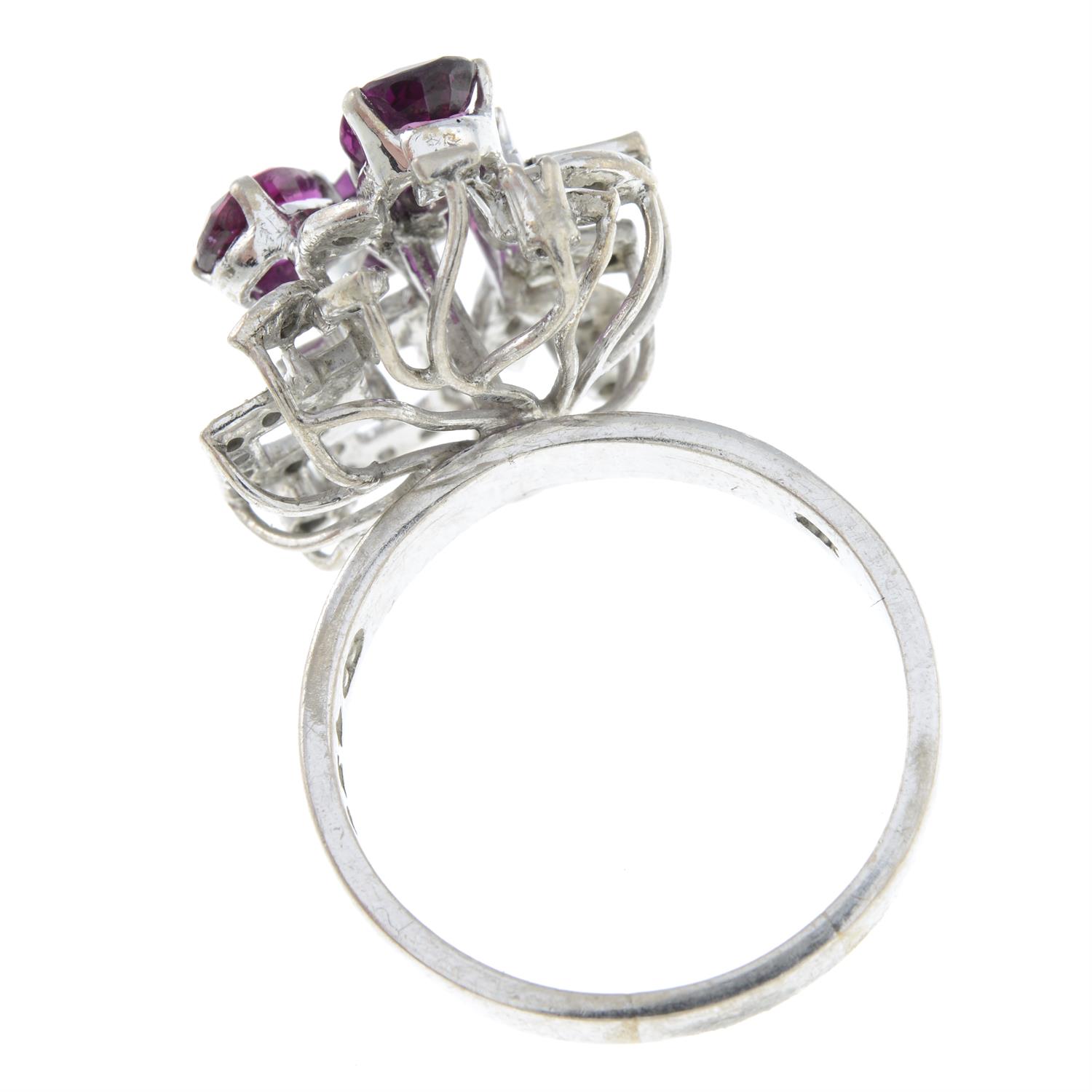 A ruby and single-cut diamond floral dress ring. - Image 2 of 2