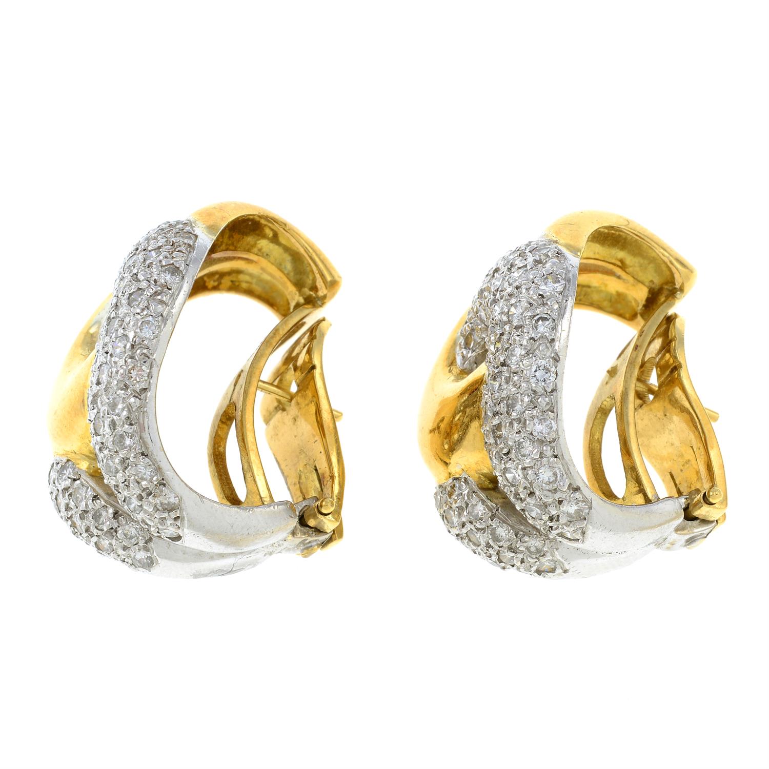 A pair of brilliant-cut diamond knot earrings. - Image 2 of 2
