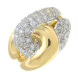An 18ct gold brilliant-cut diamond knot ring.