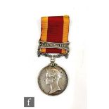 A Second China War Medal with Canton 1857 bar, unnamed, S/D.