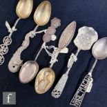 Six Chinese silver spoons to include a Wang Hing example with a cast dragon handle, others with