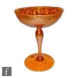 An Italian Murano glass champagne or pedestal dish attributed to CVM with a shallow circular bowl