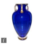 A contemporary Italian Murano La Murrina glass vase of ovoid form in a cobalt blue glass with