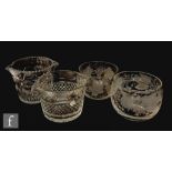 A late 18th Century crystal glass rinser of cylindrical form with double lip and flat cut