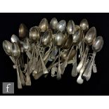 A collection of Georgian and Victorian silver teaspoons, mostly London and Birmingham, various dates