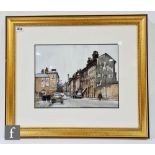 JOHN LINES, RBSA (B.1938) - Northern town street scene, watercolour, signed, framed, 25cm x 33cm,