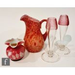 A collection of late 19th Century glass, to include a Stourbridge jug of ovoid form with applied