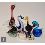 A collection of assorted glass ducks, to include Wedgwood, Avondale and Italian Murano examples,