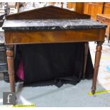 A Victorian mahogany marble topped hall or console table of architectural form, the veined top