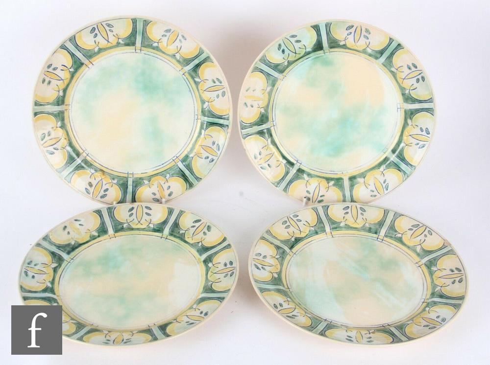 A 1920s Frank Brangwyn for Royal Doulton part dinner service comprising three graduated meat plates, - Image 6 of 9