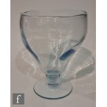 A mid 20th Century Swedish glass vase by Strombergshyttan, of goblet form with slight wavy rim,