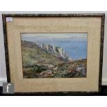 CLAUDE MARKS (EX. 1899-1915) - Coastal cliffs, watercolour, signed, framed, 24cm x 34cm, frame