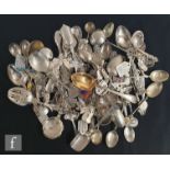 A parcel lot of continental silver and white metal tea and other spoons to include figural,