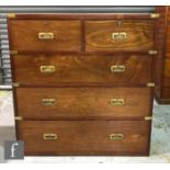 A 19th Century Irish brass bound mahogany twin section military or campaign chest, stamped 'Ross &