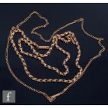 A 9ct rose gold fancy belcher link chain terminating in barrel clasp, length 50cm, weight 11g,