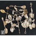 A collection of various Victorian and later silver spoons, with figural and animal finials, dates