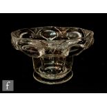 An early 20th Century Art Nouveau footed glass vase, possibly Stuart & Sons, with wide rim,