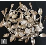 A parcel lot of assorted Georgian and later hallmarked teaspoons to include fiddle, old English