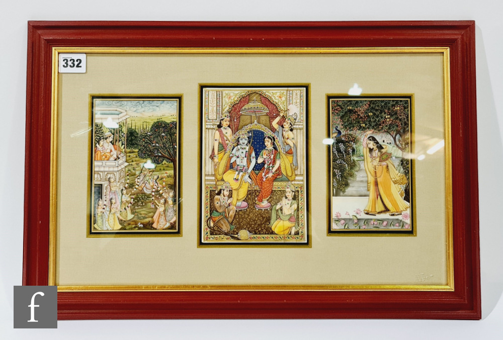 INDIAN SCHOOL (LATE 20TH CENTURY) - Lord Rama, Sita, Lakshmana and Hanuman, in the Mughal style,