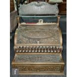 A brass National cash register No 36, serial no 62588, with back plate 'Amount Purchased', width