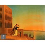 ITALIAN SCHOOL (LATE 19TH CENTURY) - Romeo and Juliet on a terrace, Venice, oil on tin, framed, 19cm