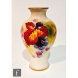 A Royal Worcester shape 2471 vase panel decorated by Kitty Blake, with hand painted autumnal